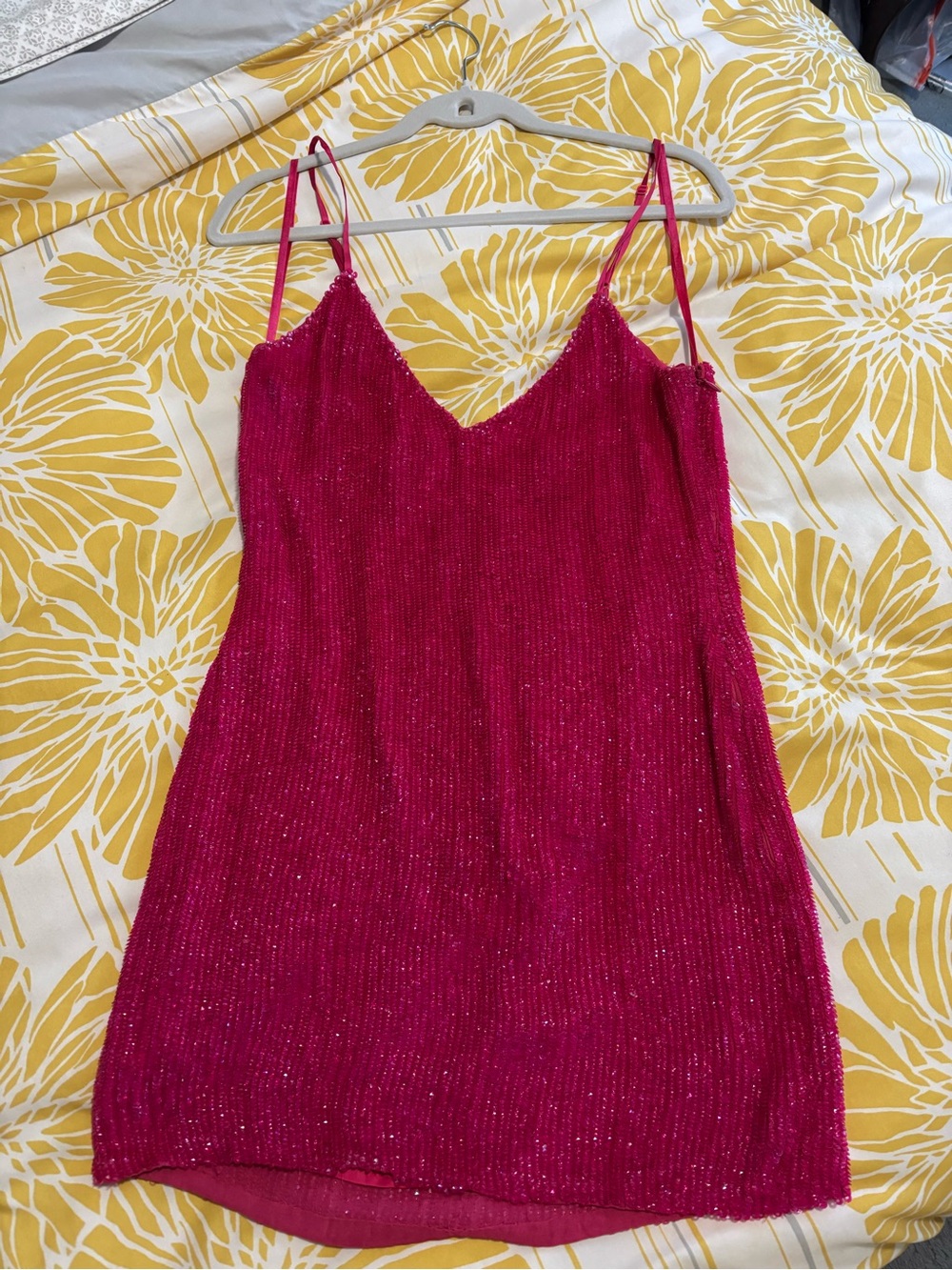 Retrofete Fuchsia Sequin Slip Mini Dress